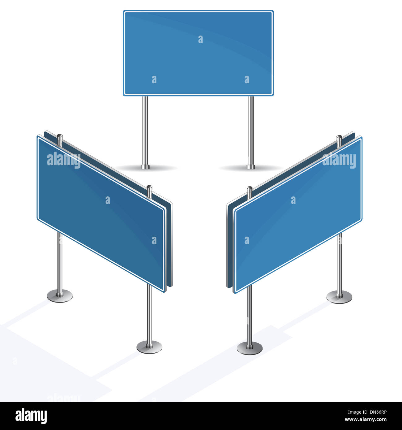 Blank blue road sign on white background isometric Stock Photo - Alamy