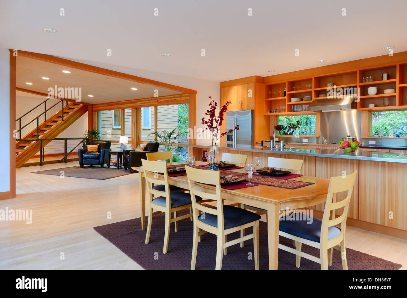 Open plan dining room staircase hi-res stock photography and images - Alamy