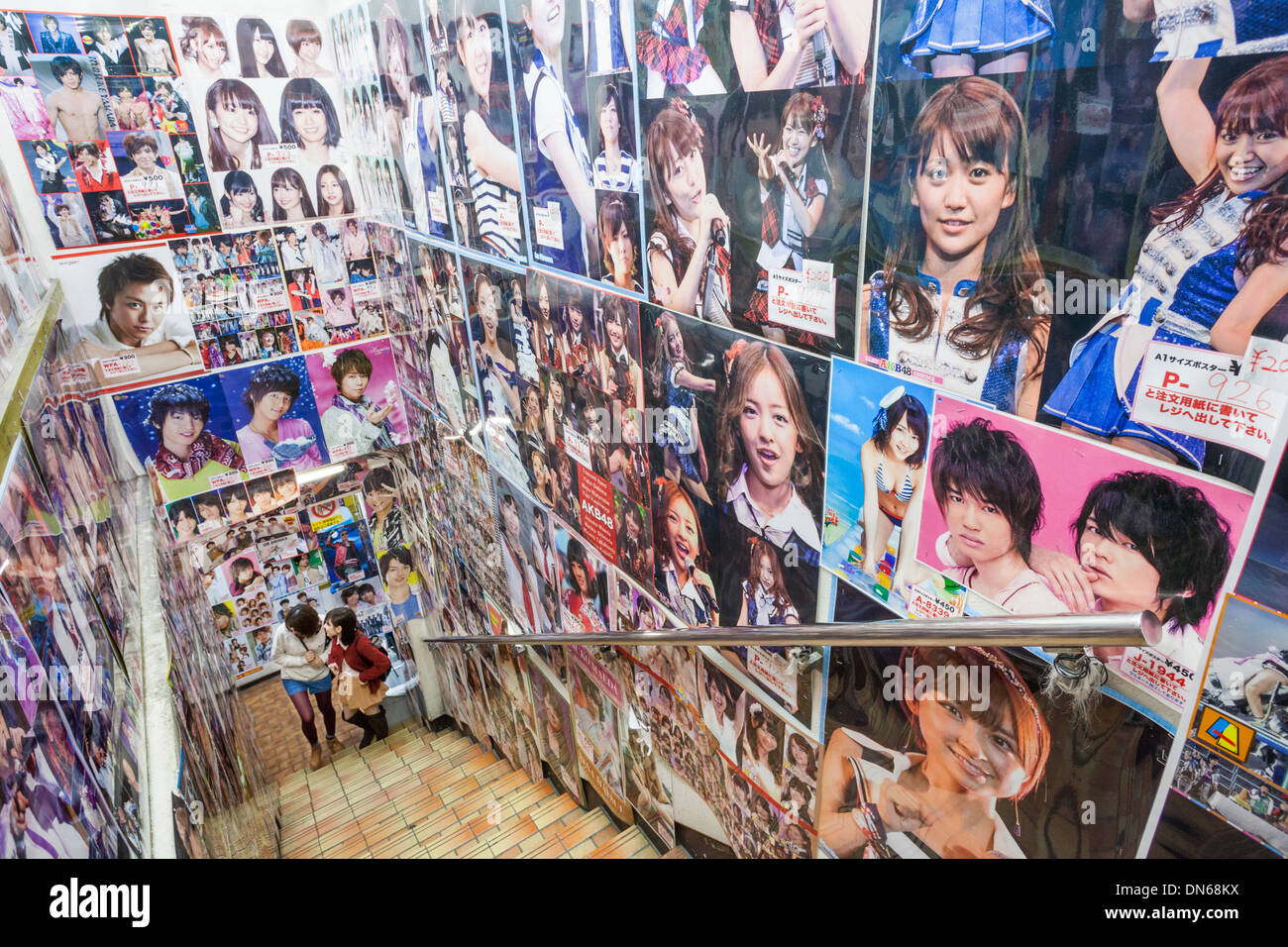 Japan, Honshu, Kanto, Tokyo, Harajuku, Takeshita Dori, Entrance to Shop Selling Pop Idol Photographs Stock Photo