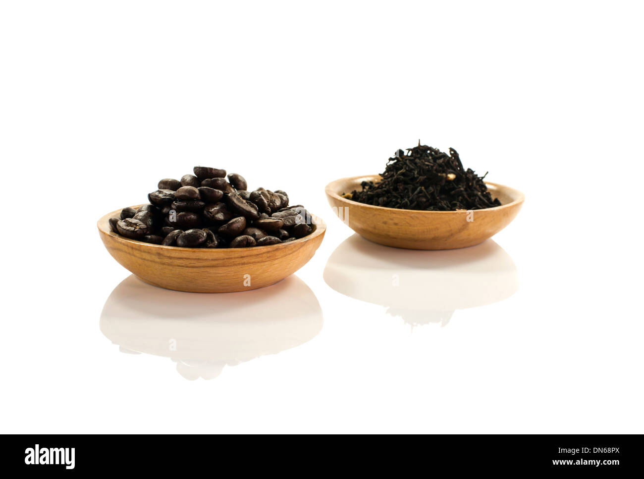 coffee beans and tea leaves isolated on white Stock Photo Alamy
