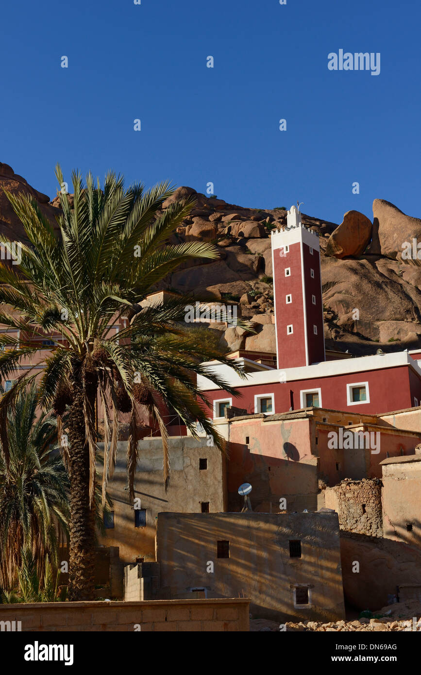 Morocco, colorful mosque in the village of Adai close to Tafraoute in the Anti Atlas Stock Photo