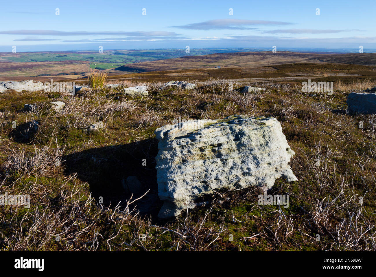 Weardale from the Summit of Harnisha Hill (Raven Seat) on the Teesdale Weardale Border County Durham UK Stock Photo