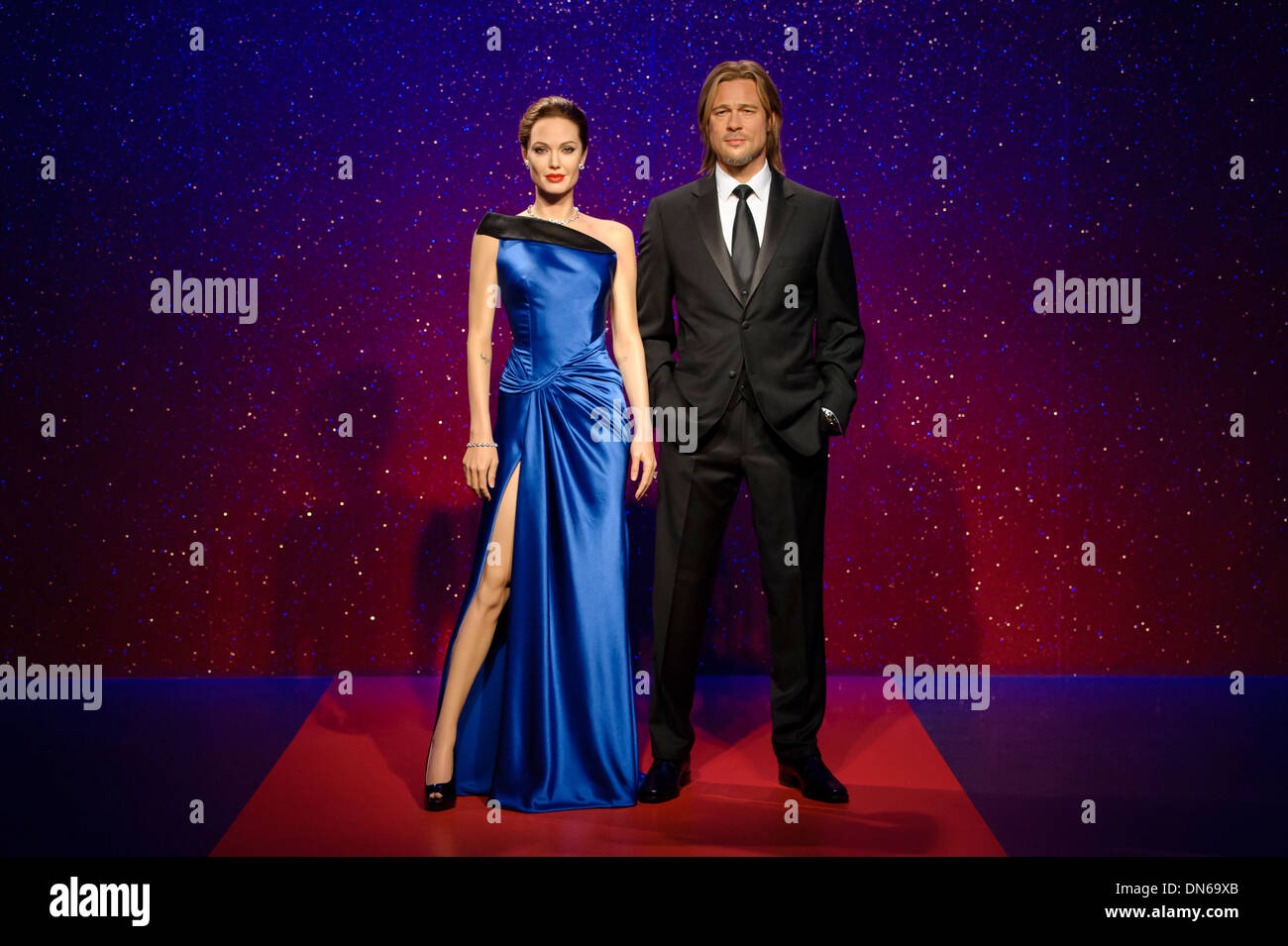 The waxworks of Brad Pitt and Angelina Jolie at Madame Tussaud's London. Stock Photo