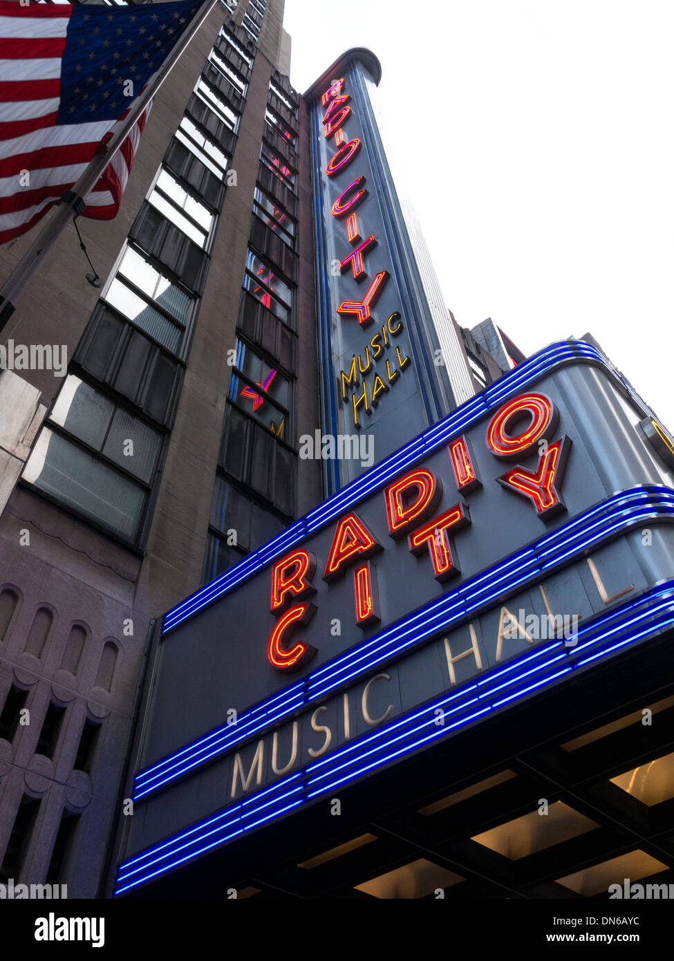 Radio City Music Hall Sign, Rockefeller Center, NYC, USA Stock Photo ...