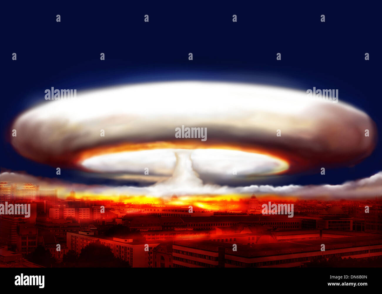 Explosion atomic bomb over city hi-res stock photography and