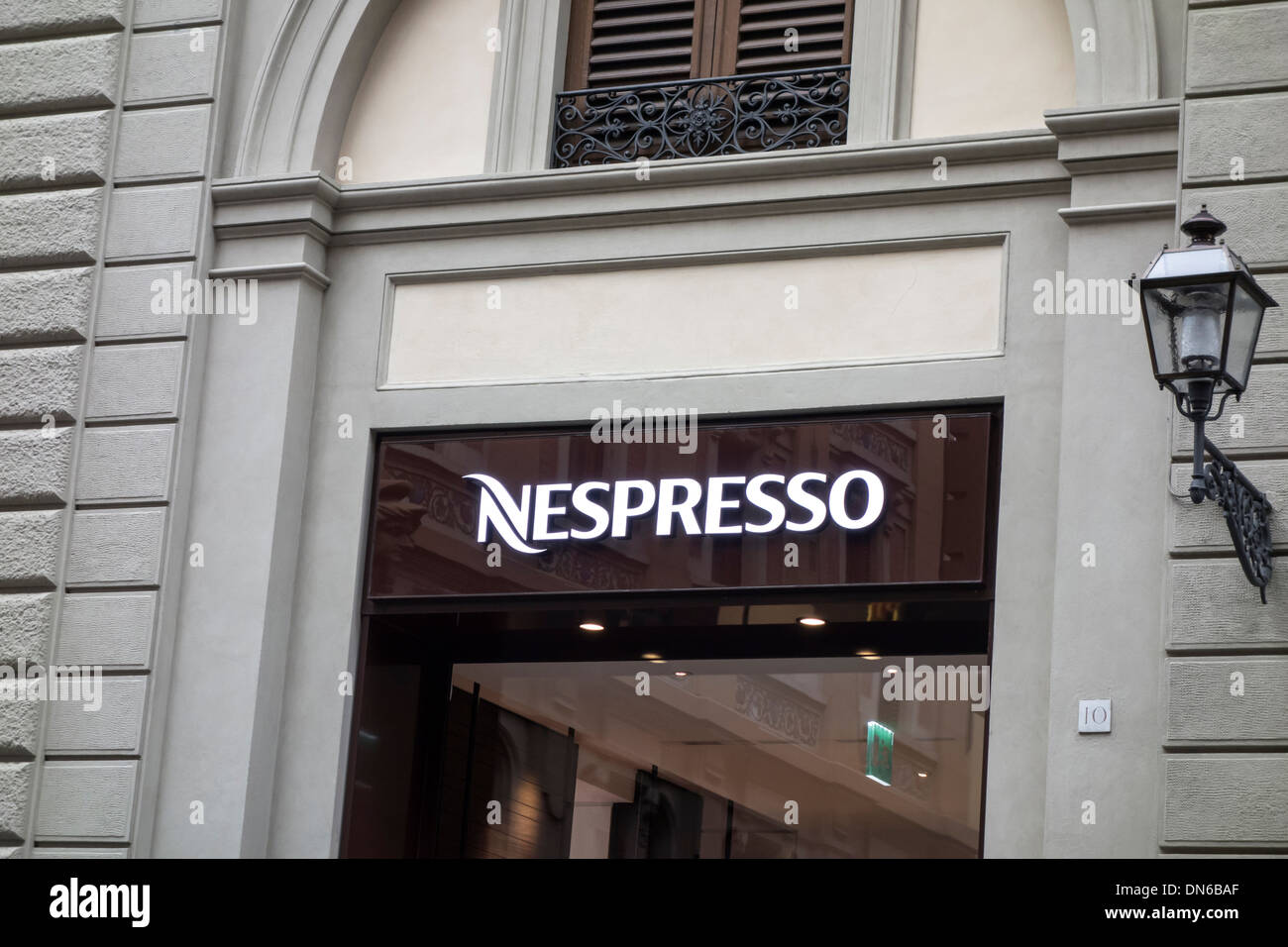 Nespresso Sign on the wall in Rome, Italy Stock Photo