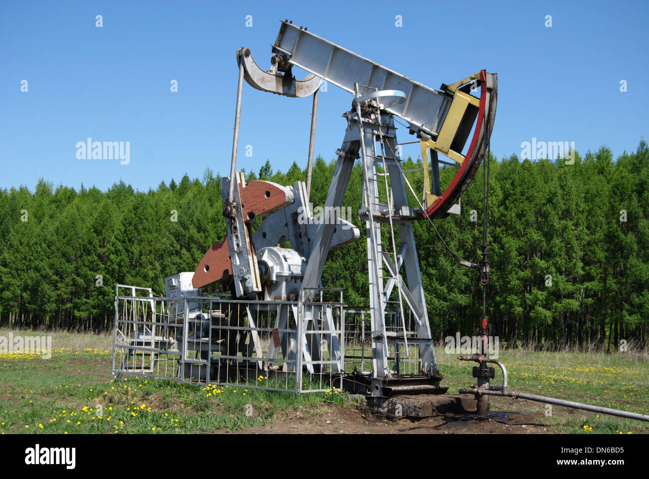oil pump in forest Stock Photo
