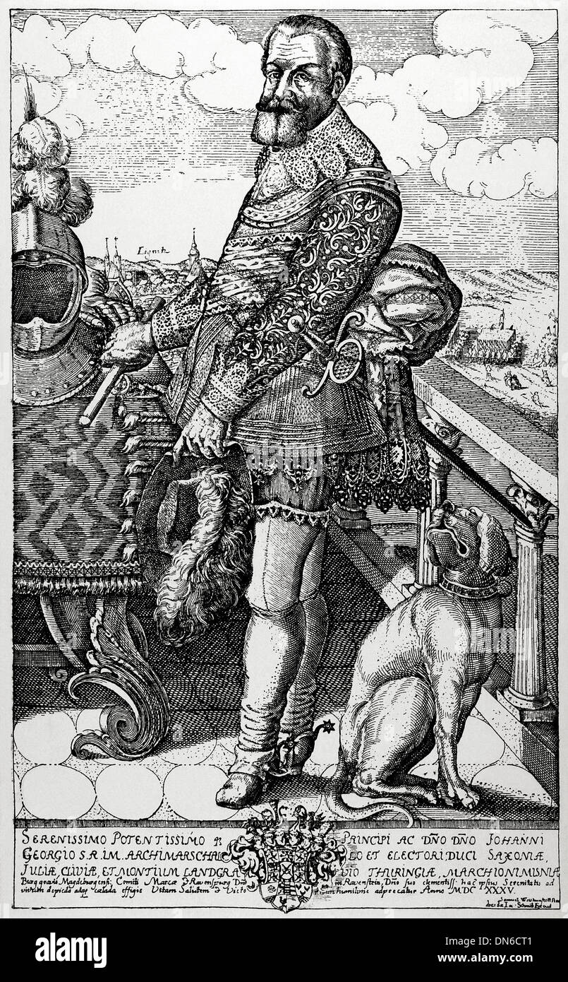 John George I (1585-1656). Elector of Saxony from 1611 to 1656. Engraving. Stock Photo