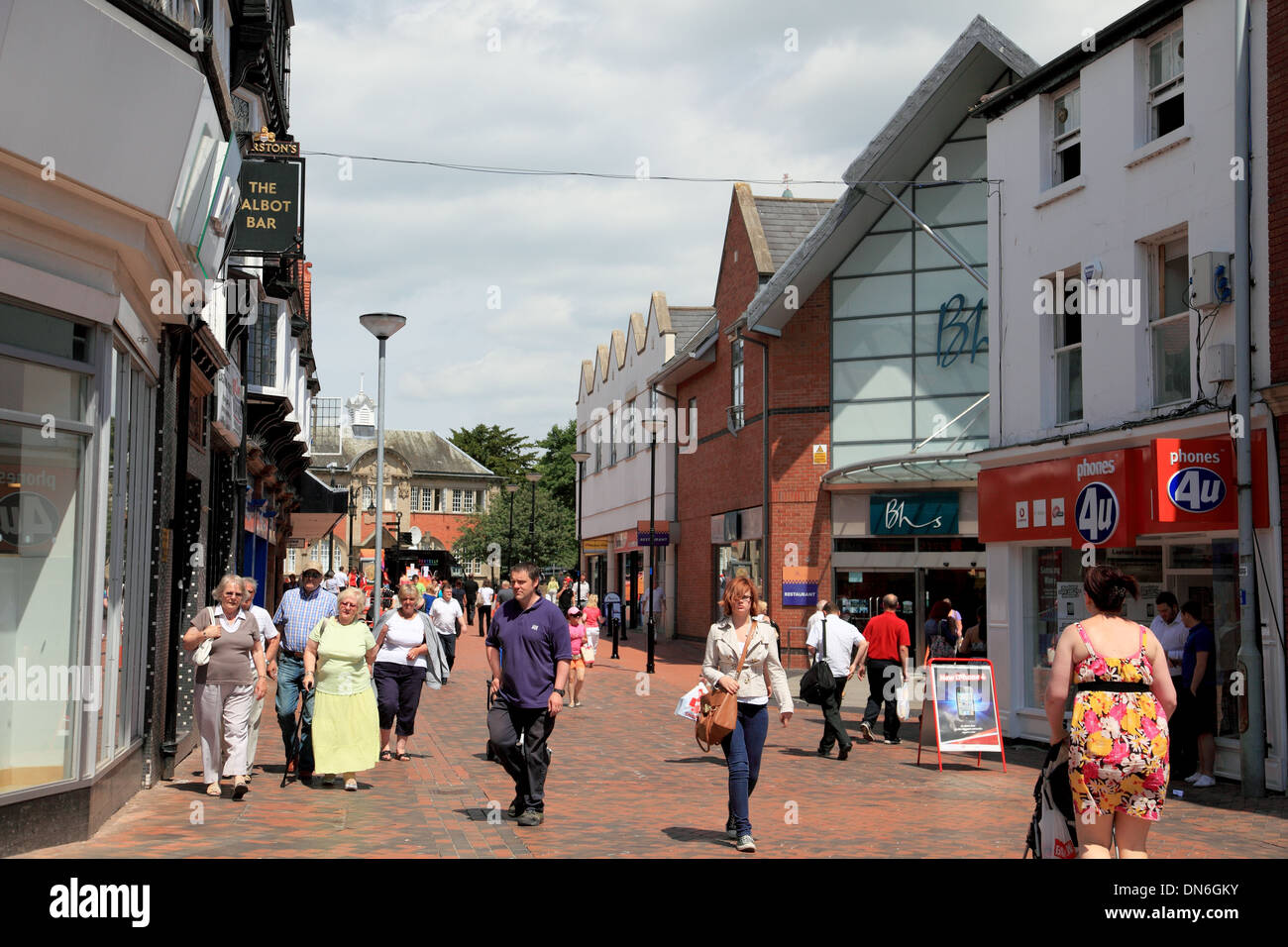 Shoppers in Queen Street in the centre of Wrexham,Clywd,Wales Stock