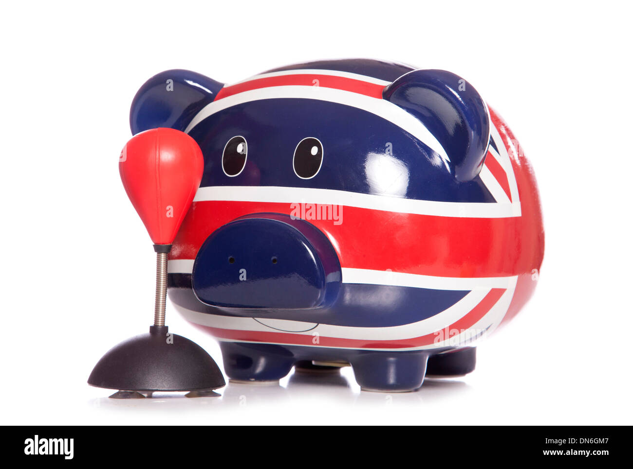 piggy bank with punch bag cutout Stock Photo