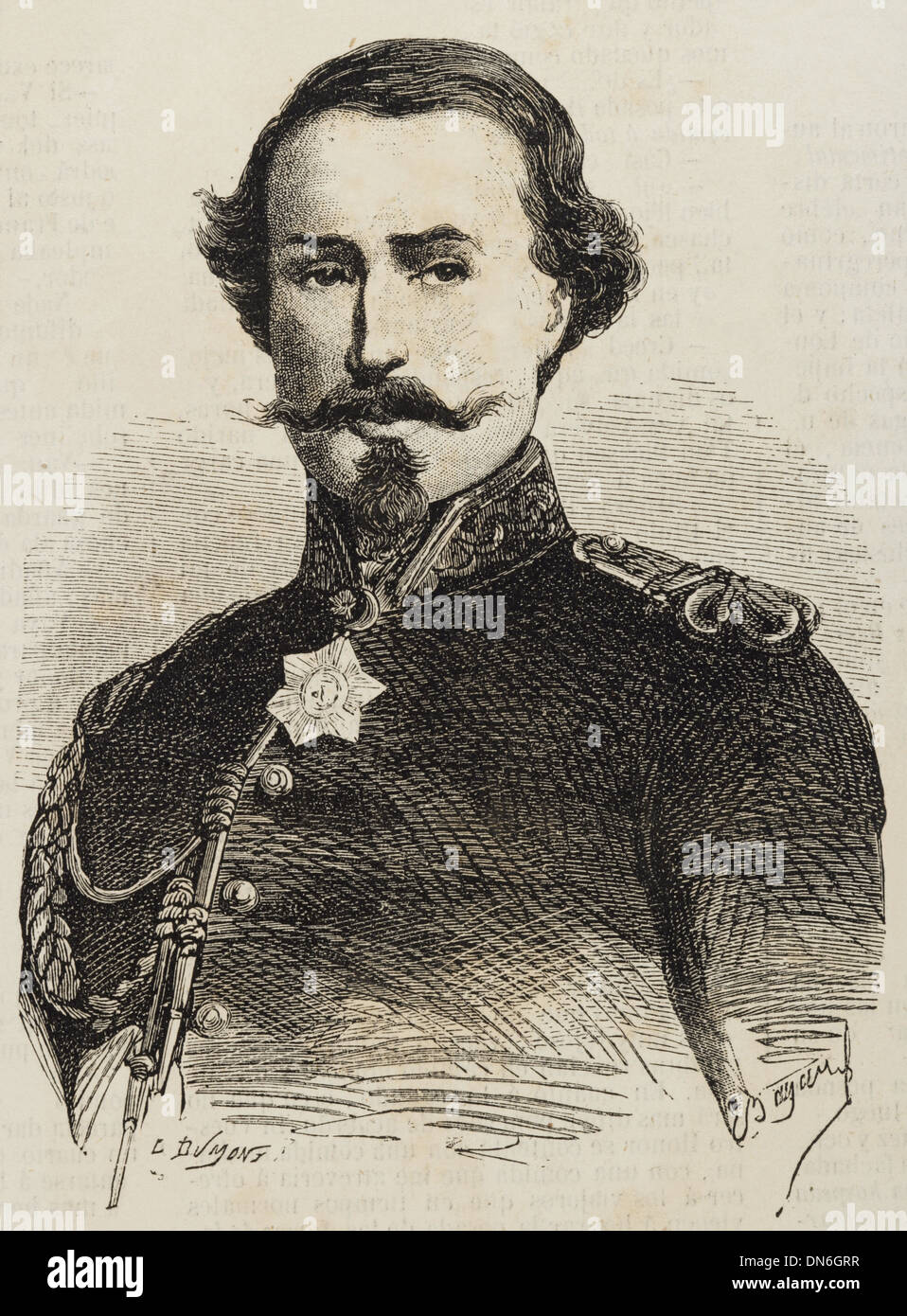 Alfonso La Marmora (1804-1878). Italian military and statesman. Prime Minister of Italy. Engraving. Stock Photo