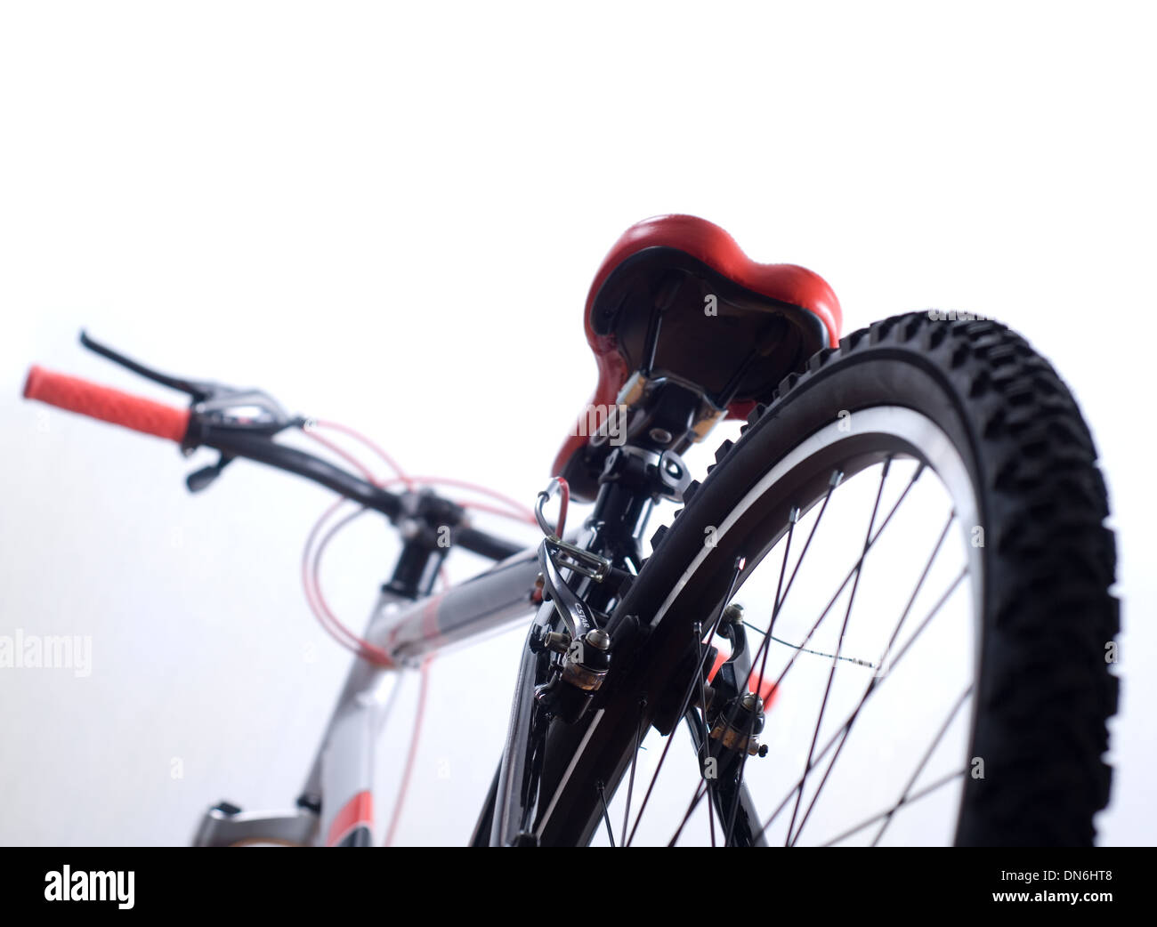 Wheel with tire of mountain bike of close up Stock Photo