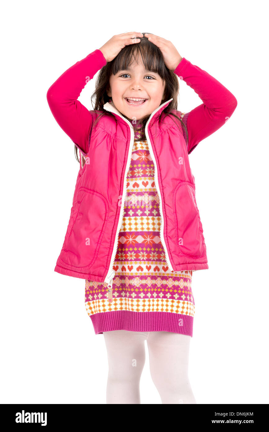 Young girl posing isolated in white Stock Photo - Alamy