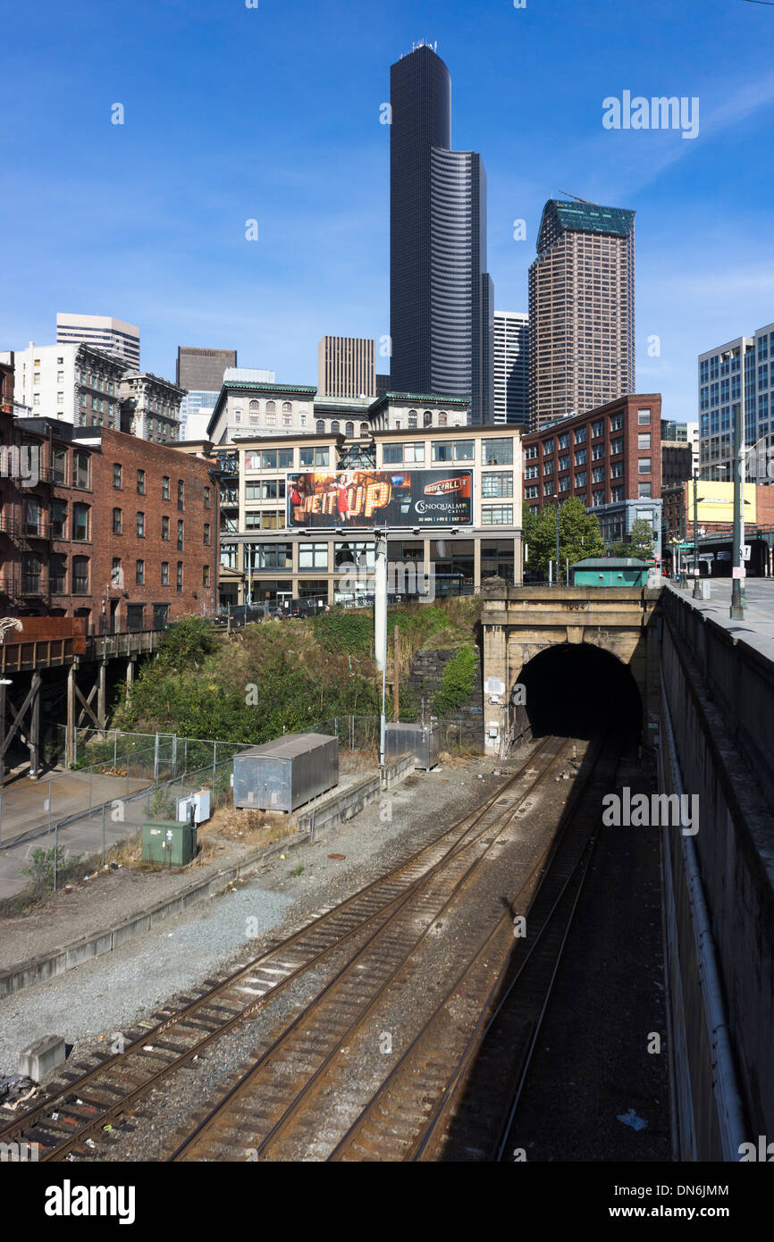 Great Northern Tunnel, a 1-mile double tracked railway tunnel under downtown Seattle, Washington, built in 1904-1905. Stock Photo