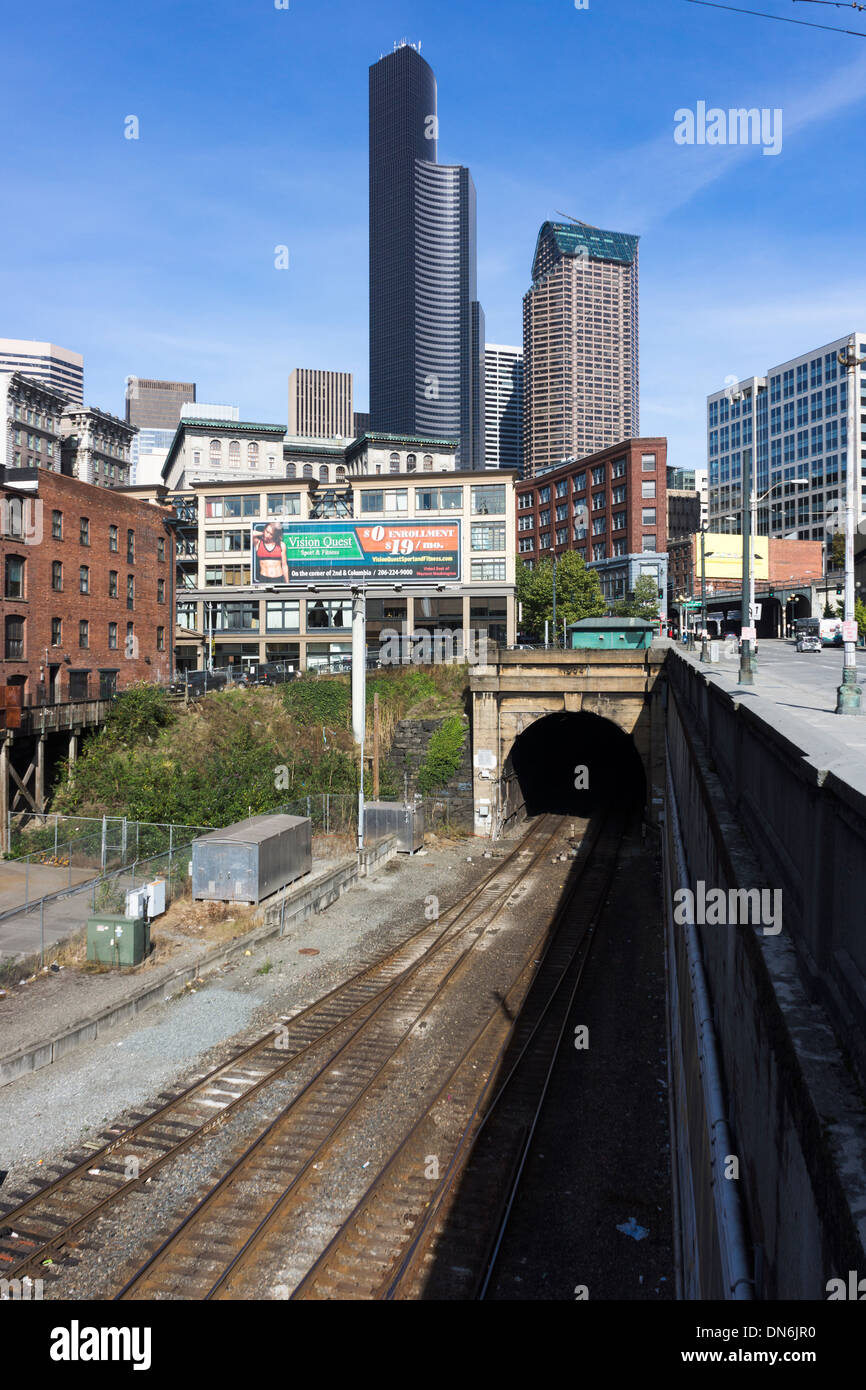 Great Northern Tunnel, a 1-mile double tracked railway tunnel under downtown Seattle, Washington, built in 1904-1905. Stock Photo