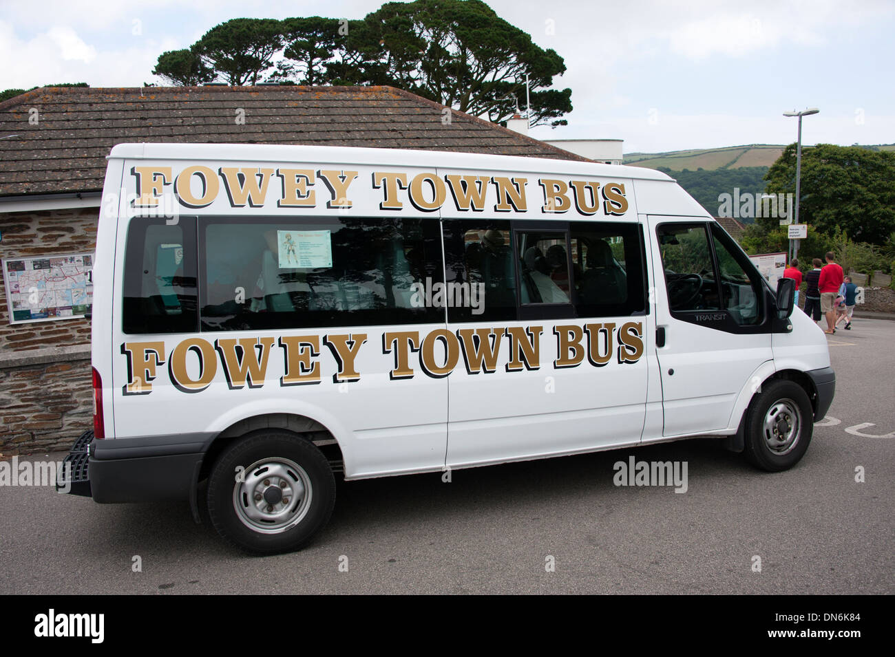Fowey Town Bus Minibus transport Cornwall UK Stock Photo