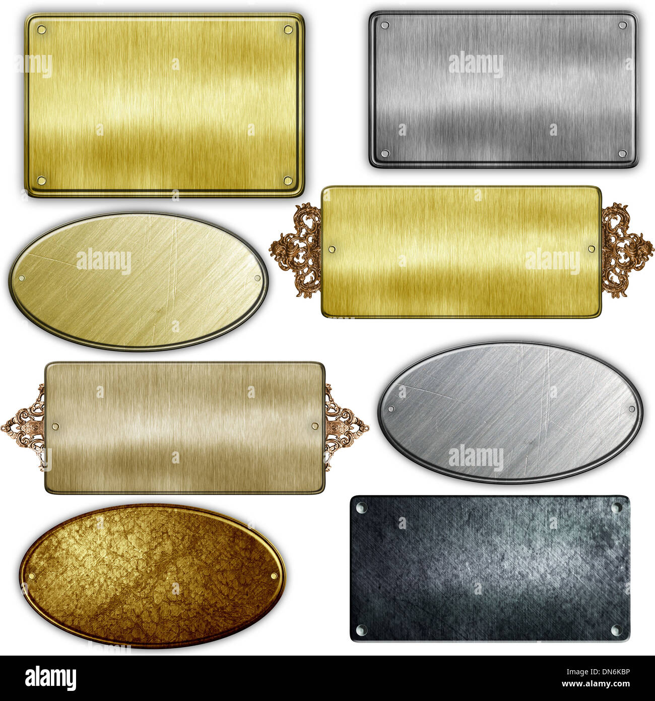 old metal sign collections isolated on white Stock Photo