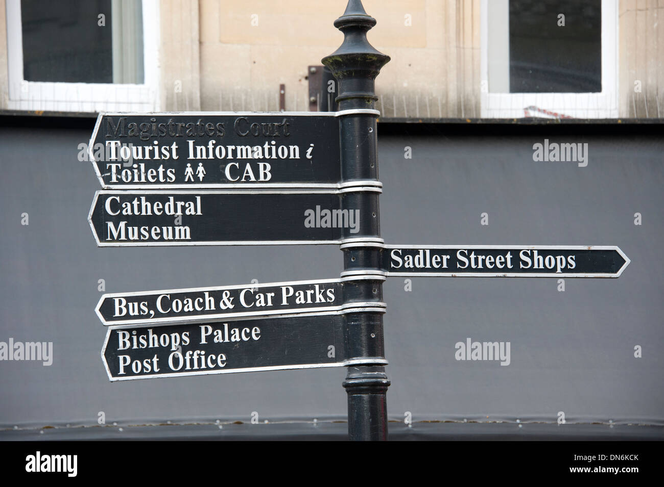 Tourist Information Sadler St Cathedral Wells Somerset UK Stock Photo