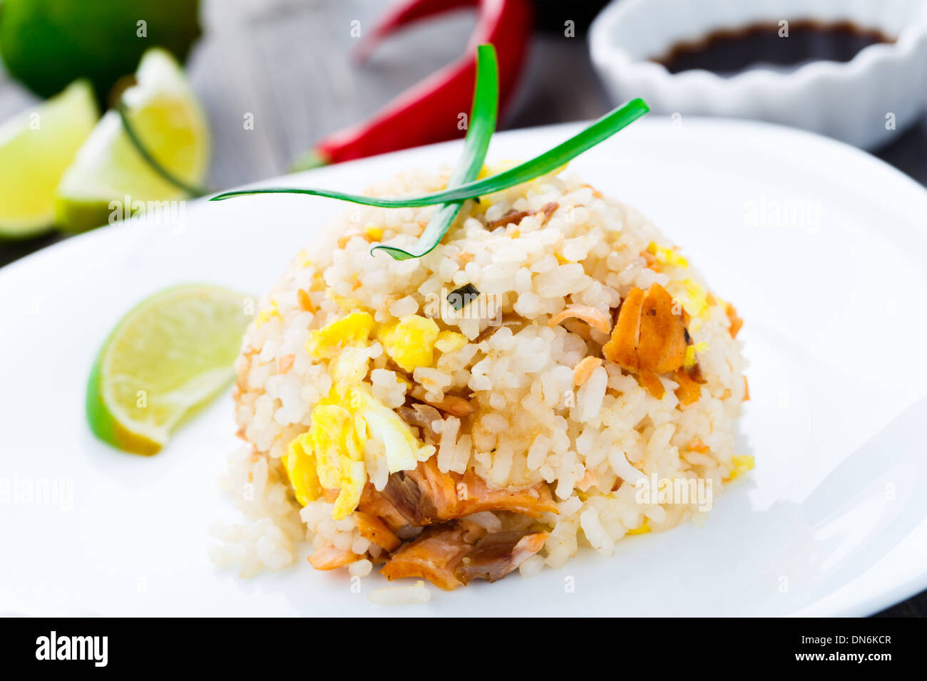 Salmon fried rice Stock Photo - Alamy