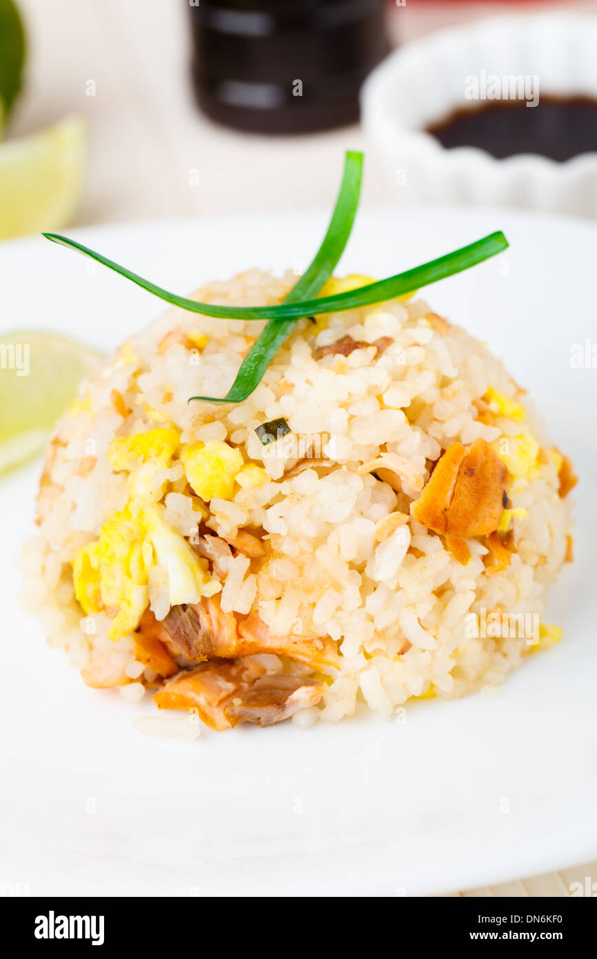 Salmon fried rice Stock Photo - Alamy