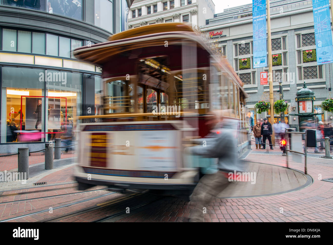 Cable Car turn around in Powell Street, San Francisco, California, USA Stock Photo
