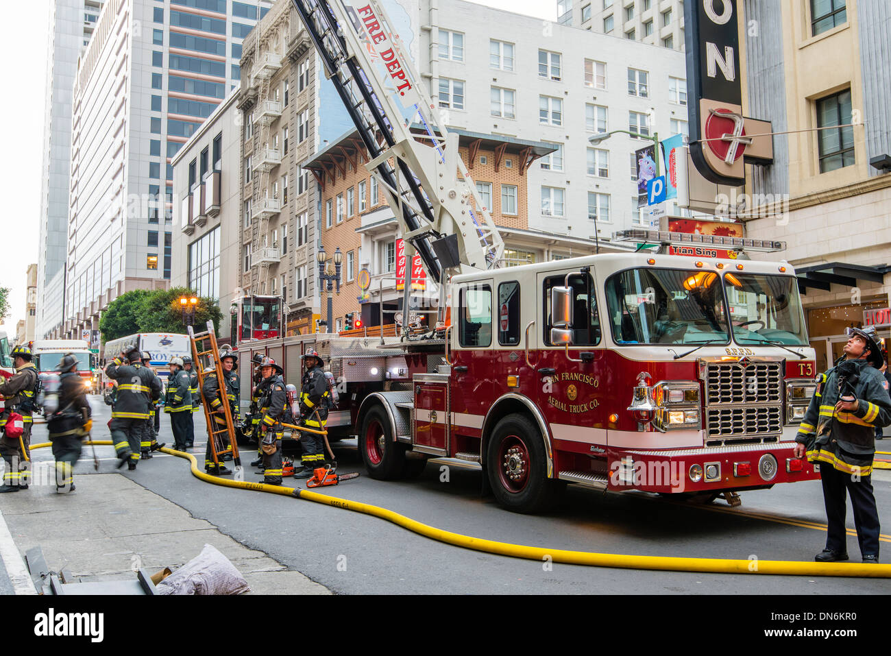 Firefighters in action, San Francisco, California, USA Stock Photo