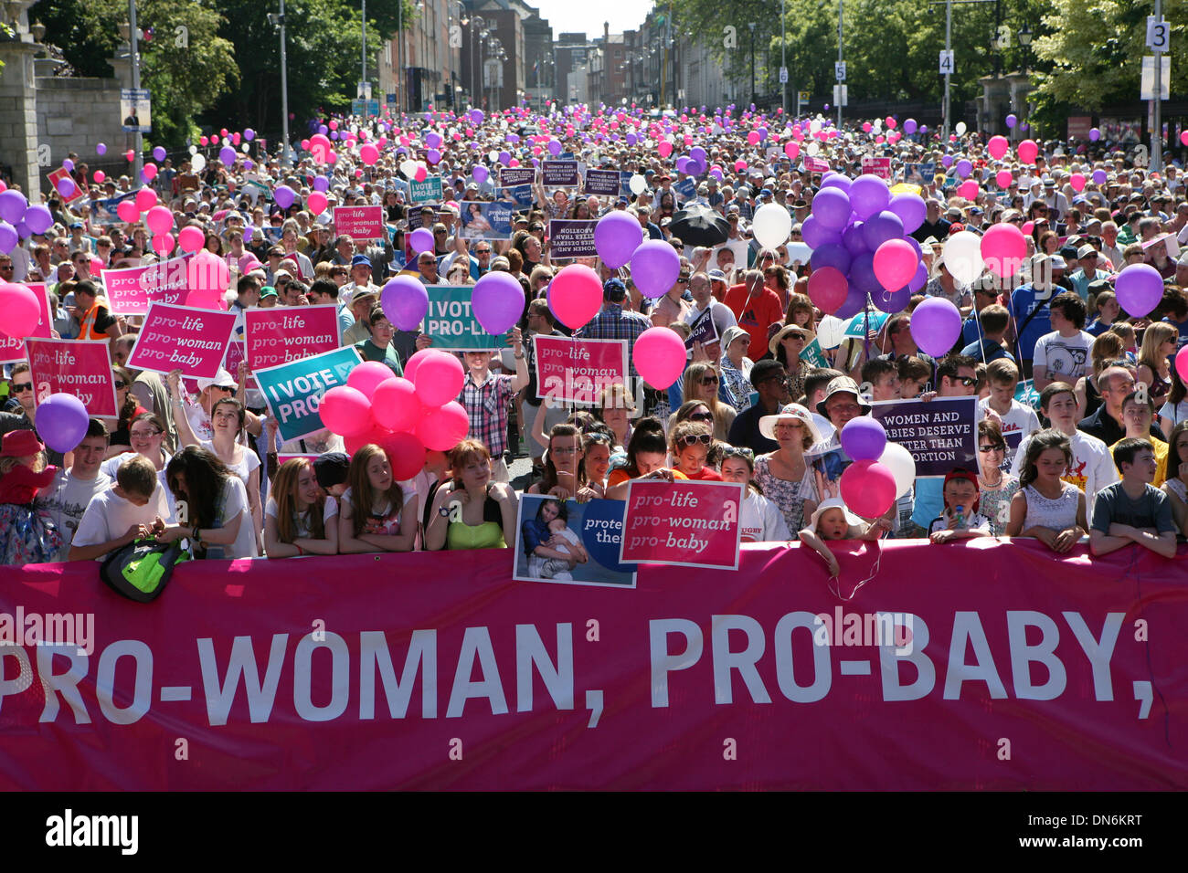 Ireland Vigil for Life....an estimated 60-100,000 people gather by the Dail to protest the new Abortion laws in Ireland Stock Photo