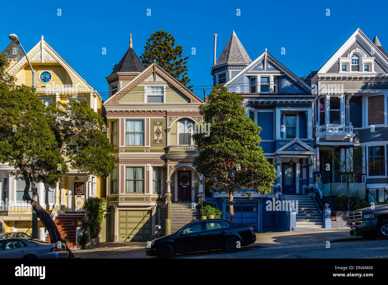 Victorian style houses in HaightAshbury neighborhood, San Francisco