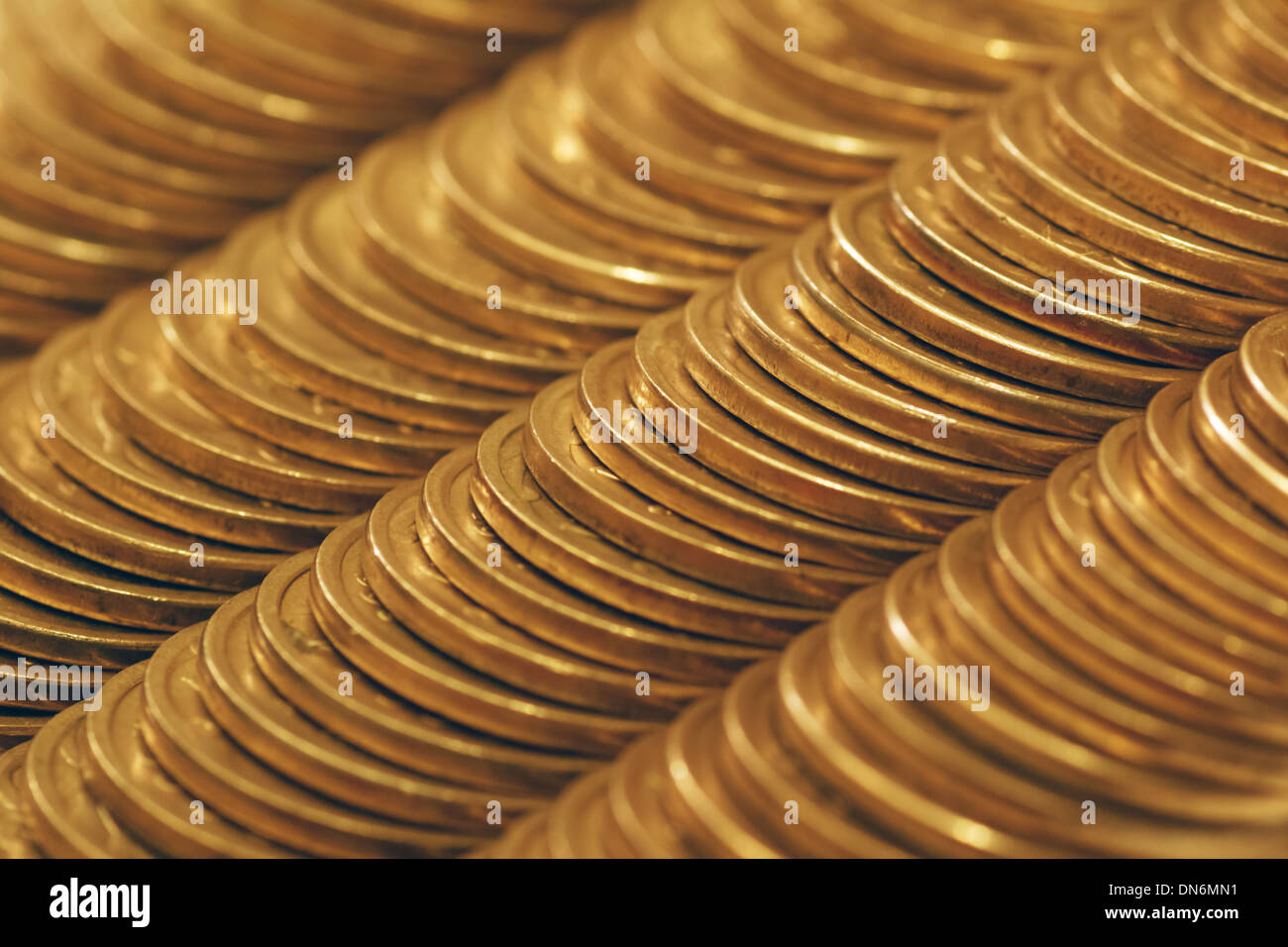 texture of column golden coins Stock Photo
