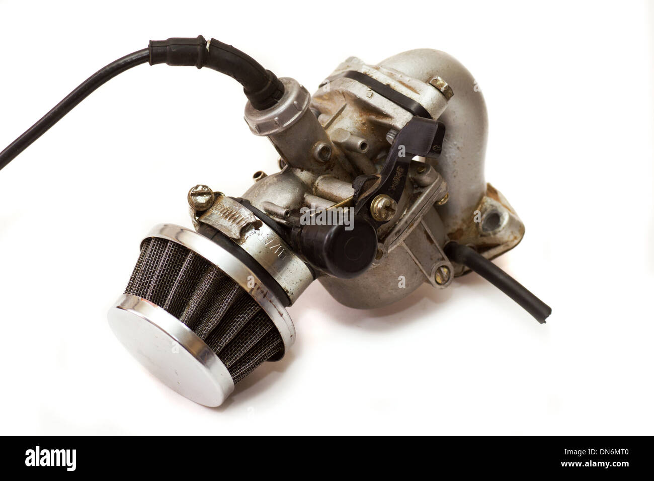 old carburettor isolated on white Stock Photo