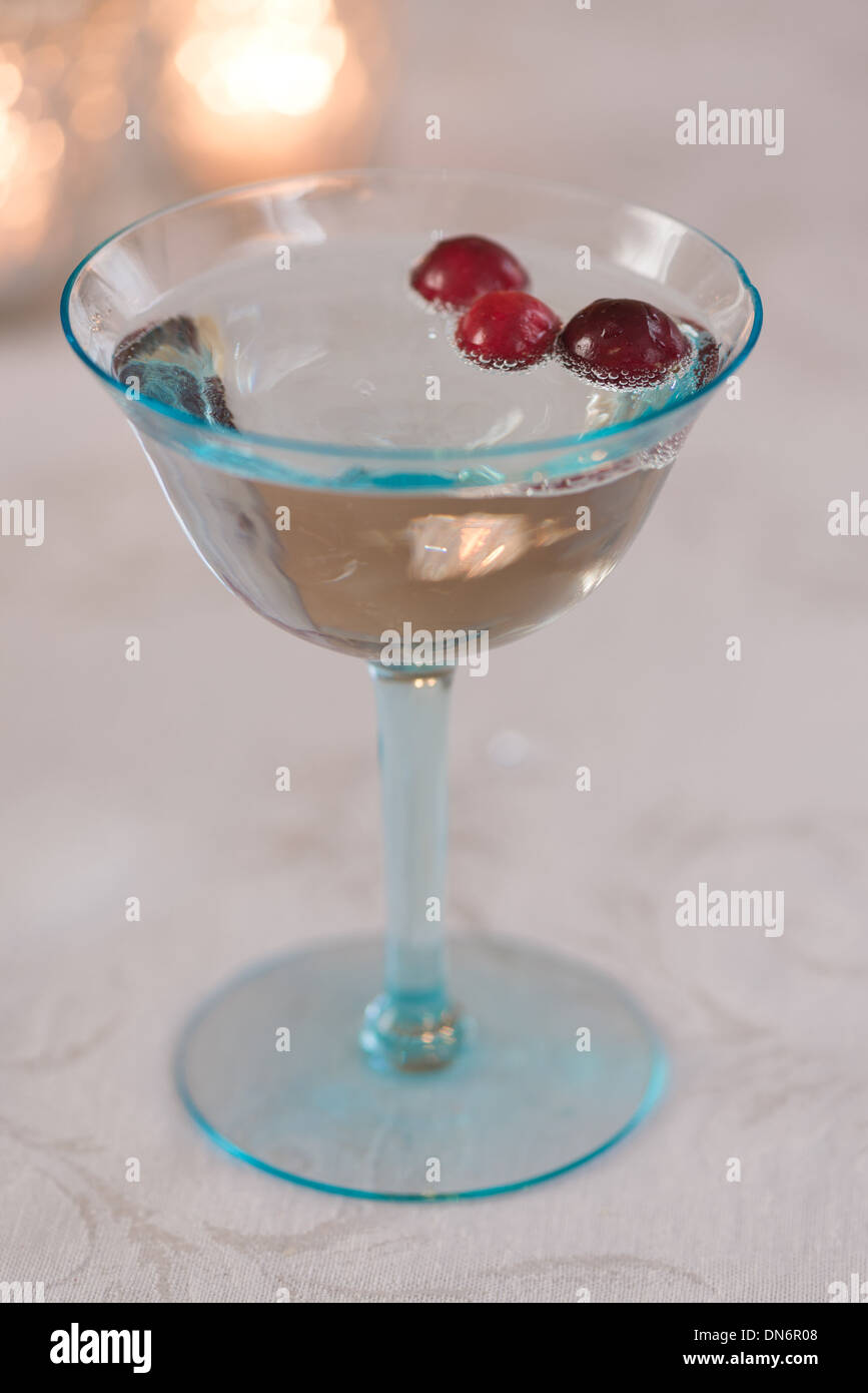 Cranberries and Champagne Stock Photo