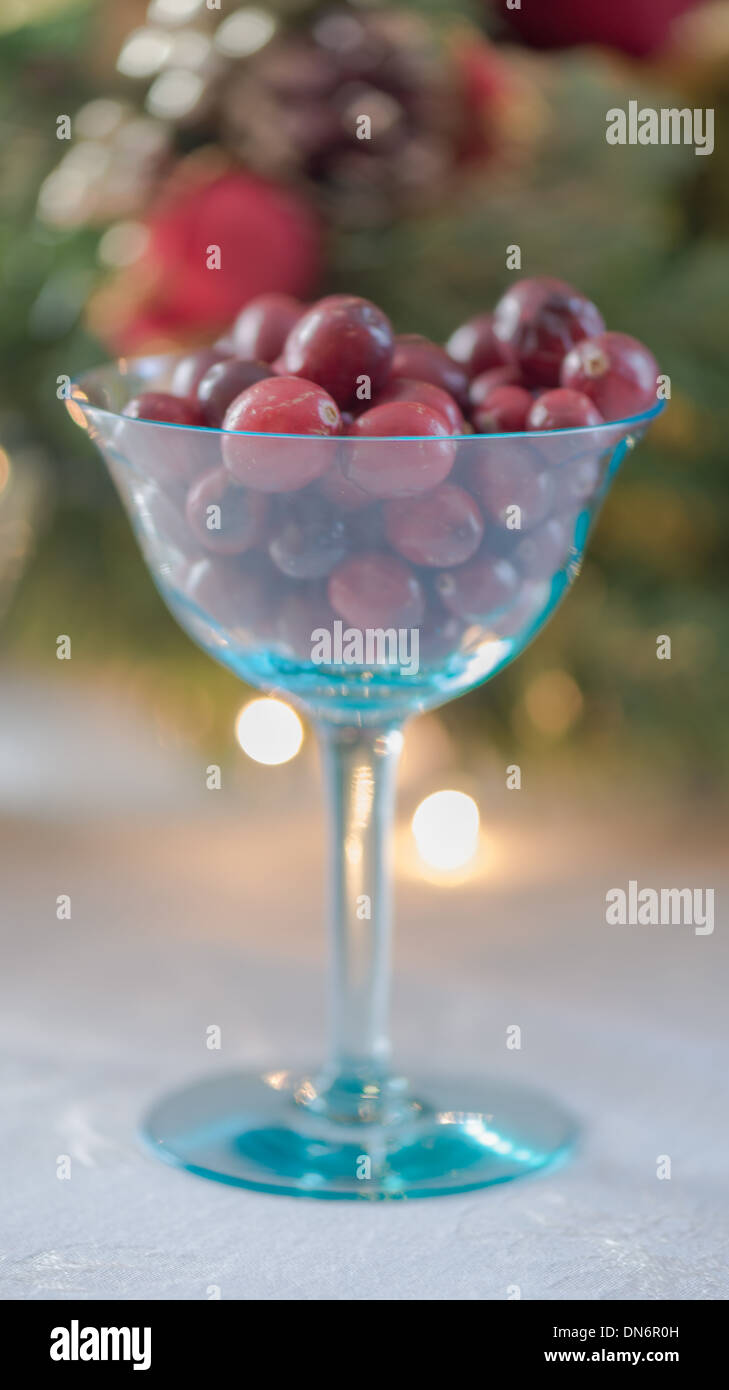 Cranberry in Champagne Glass Stock Photo