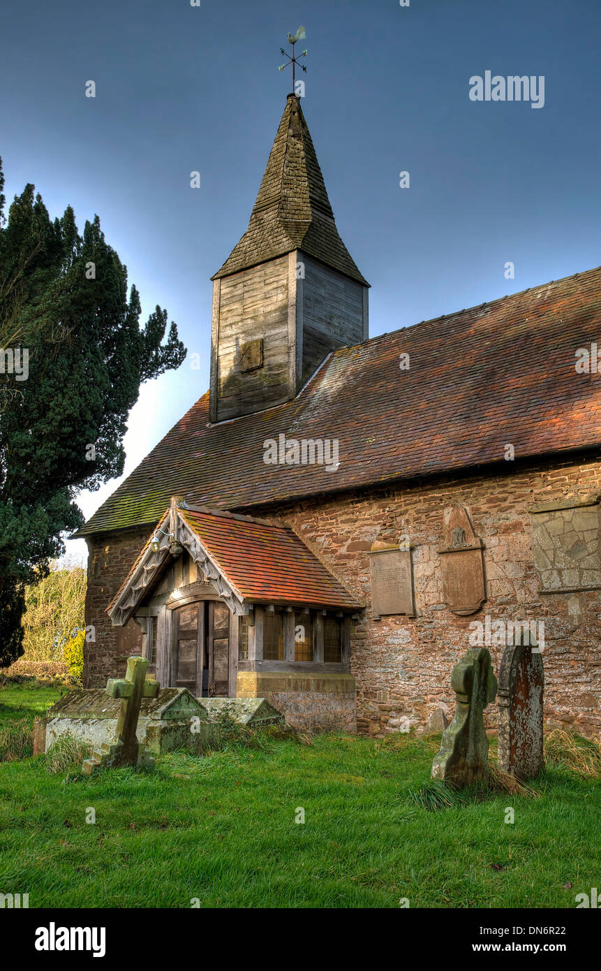 All Saints Church with its small wooden bell tower, Hanley William, Worcestershire, England