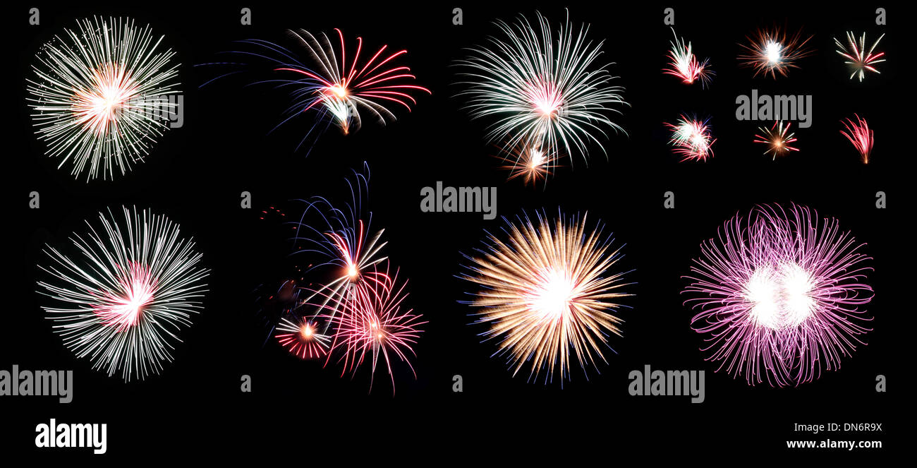 The Picture Mix Fireworks or firecracker in the darkness Frame. Stock Photo