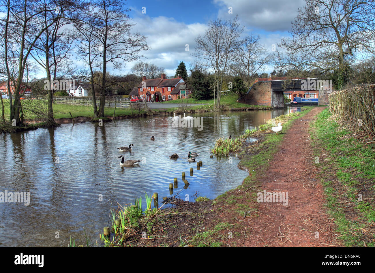 The Worcestershire and Birmingham Canal, Withybed Green, Alvechurch, Worcestershire, England. Stock Photo