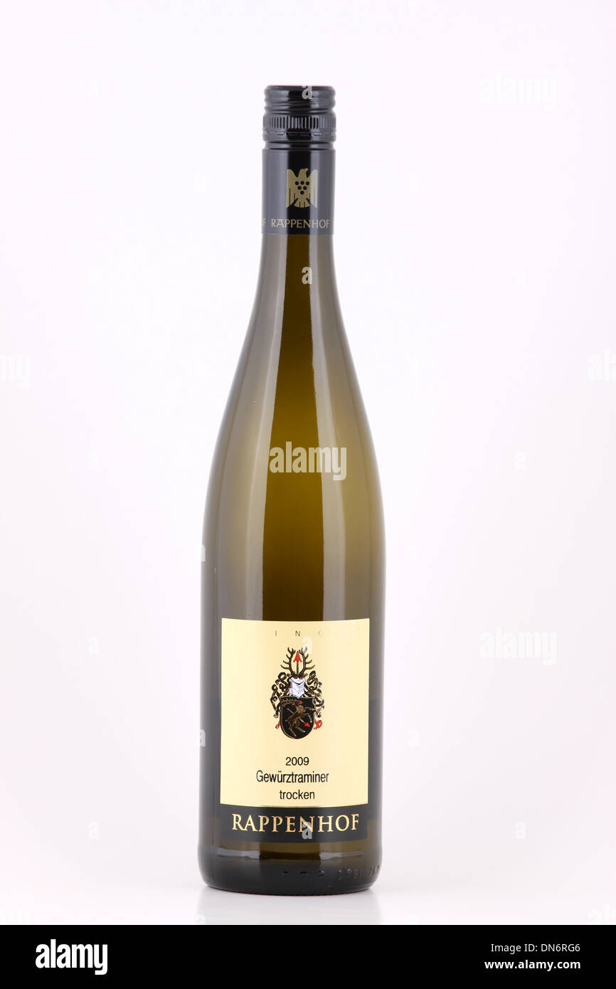 A bottle of German white wine, Rappenhof, Gewurztraminer, 2009, trocken