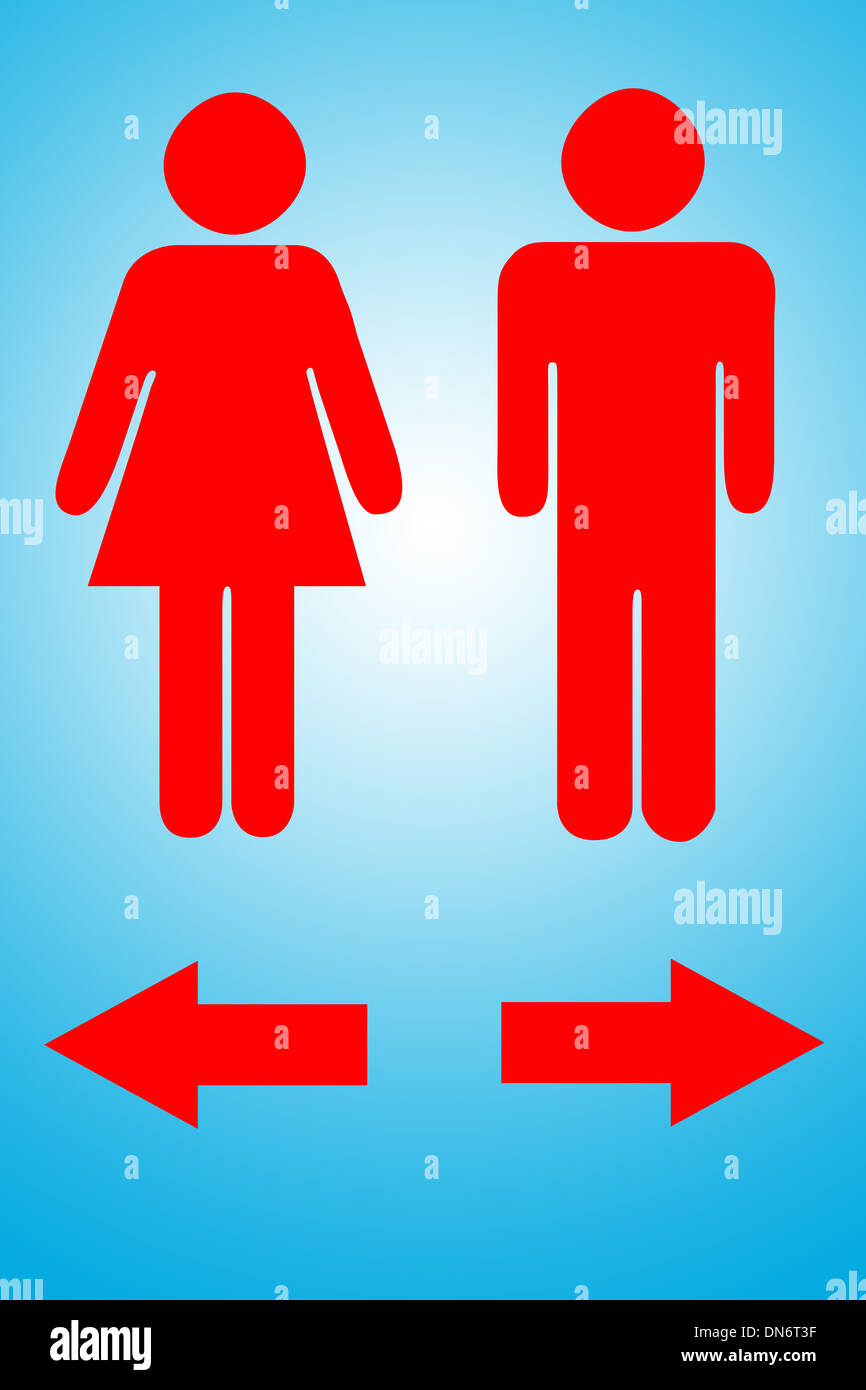 The picture design of Signs to men’s and women’s bathrooms in blue