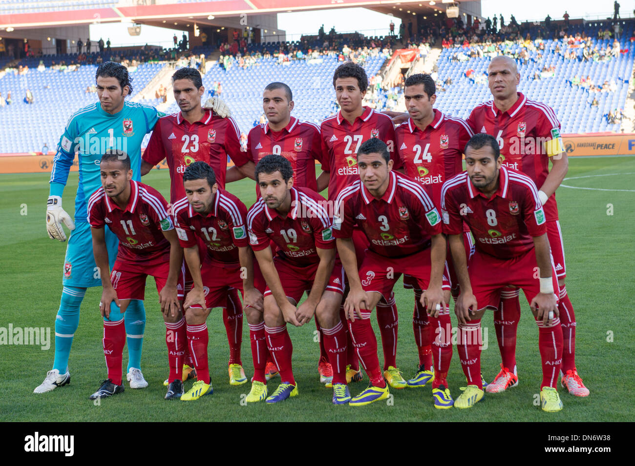 Marrakech, Morocco. 18th Dec, 2013. Al Ahly team group line up Football / Soccer : Al Ahly team group, (Back L-R), Sherif Ekramy, Mohamed Naguib, Shehab Ahmed, Trezeget, Ahmed Fathi, Wael Gomaa, (Front L-R) Walid Soliman, Ahmed Kenawi, Abdalla Said, Ramy Rabia and Shehab Ahmed before the FIFA Club World Cup Morocco 2013 Fifth place match between Al Ahly SC 1-5 Monterrey at Stade de Marrakech in Marrakech, Morocco . Credit:  Maurizio Borsari/AFLO/Alamy Live News Stock Photo