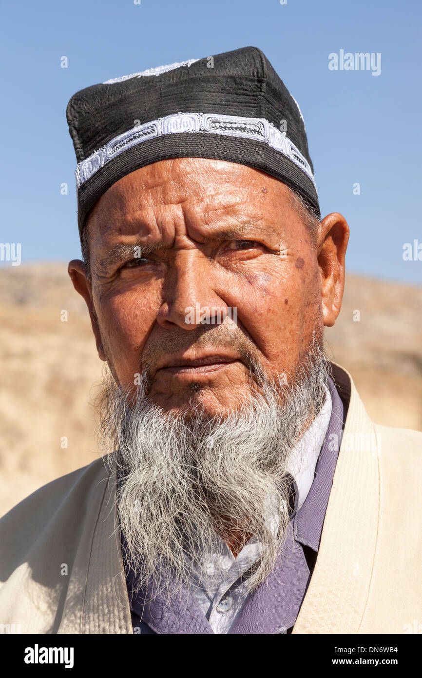 A bearded Muslim gentleman, Samarkand, Uzbekistan Stock Photo