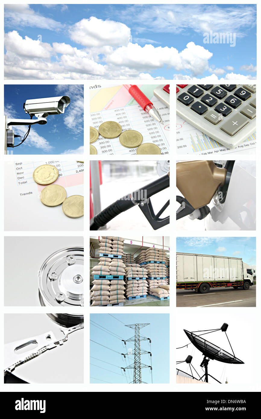 The Picture mix in table of Energy business concept. Stock Photo