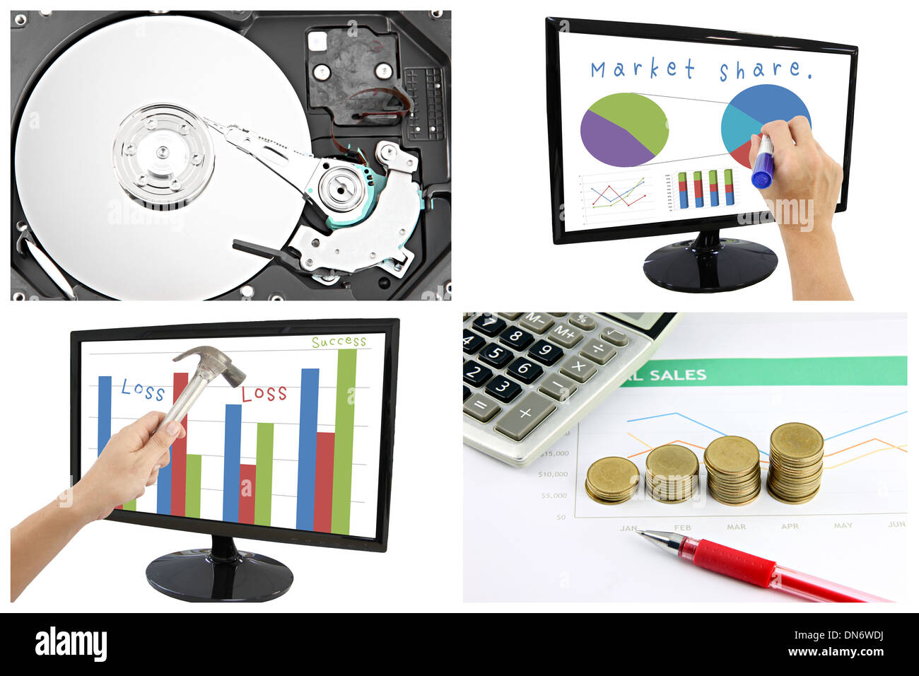 The Picture of Concepts of profit and share data in the business. Stock Photo