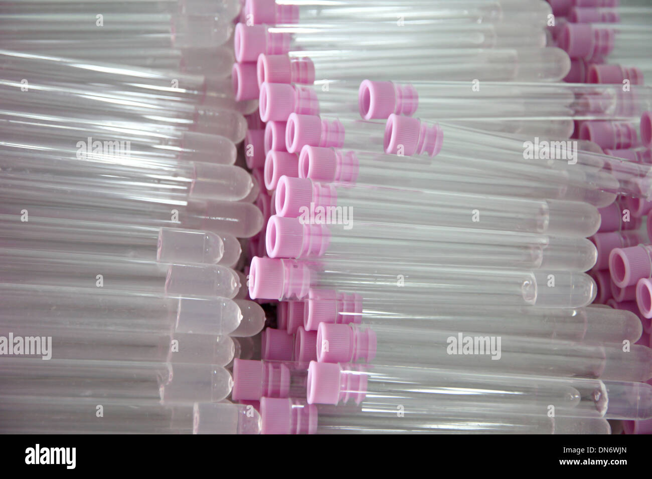 The Picture Tubes used to collect samples of stool test. Stock Photo