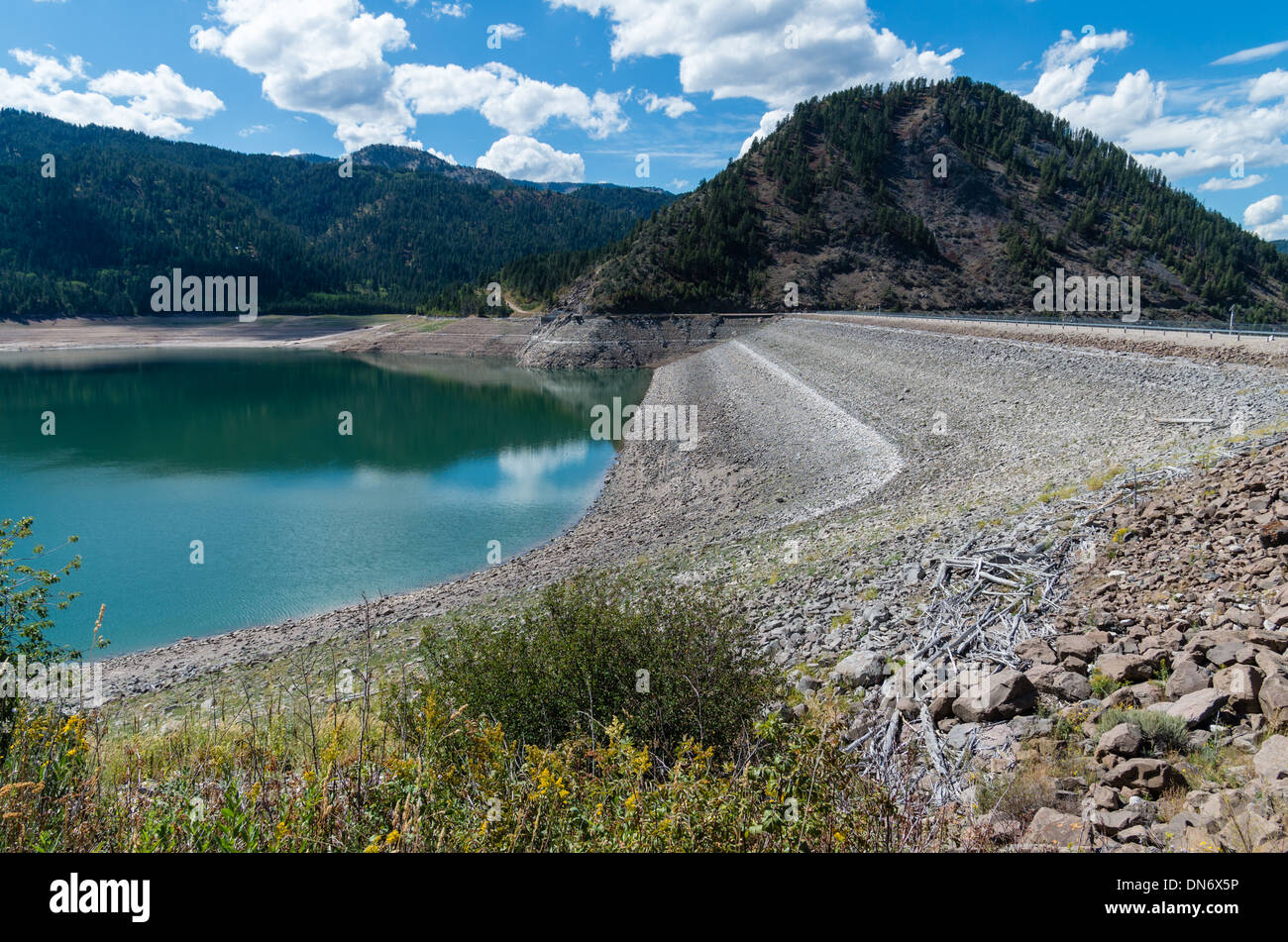 Palisades Reservoir provides irrigation water to the Snake River Plain in Idaho Stock Photo