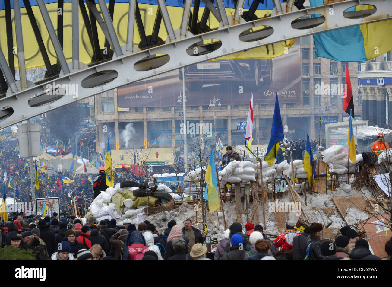 Continuous mass protest in the Ukrainian capital Stock Photo