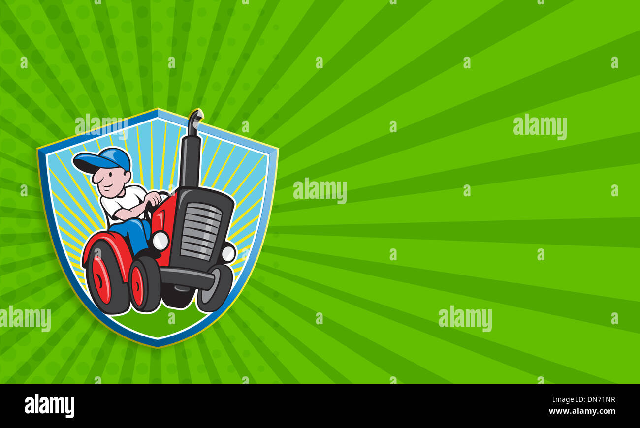 Business card template showing illustration of a farmer worker driving ...