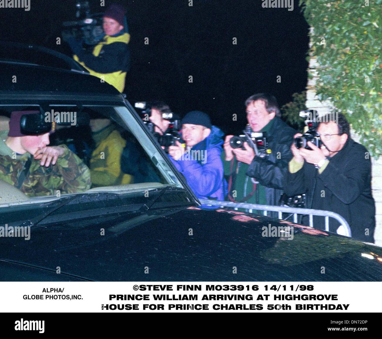 Nov. 13, 1998 - Great Britain - 14/11/98.PRINCE WILLIAM ARRIVING AT HIGHGROVE HOUSE .FOR PRINCE CHARLES 50th BIRTHDAY(Credit Image: © Globe Photos/ZUMAPRESS.com) Stock Photo