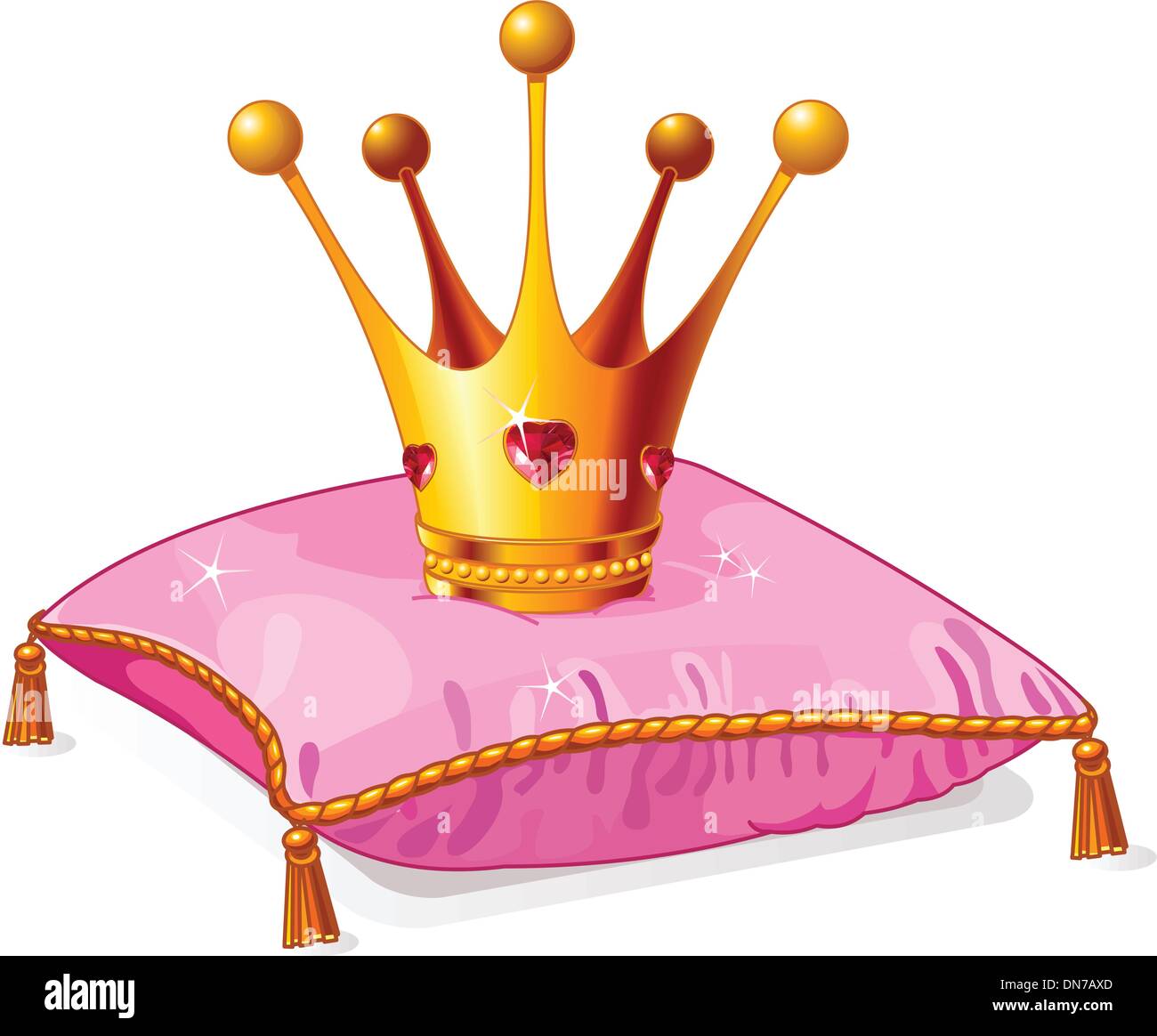 Princess crown on the pink pillow Stock Vector