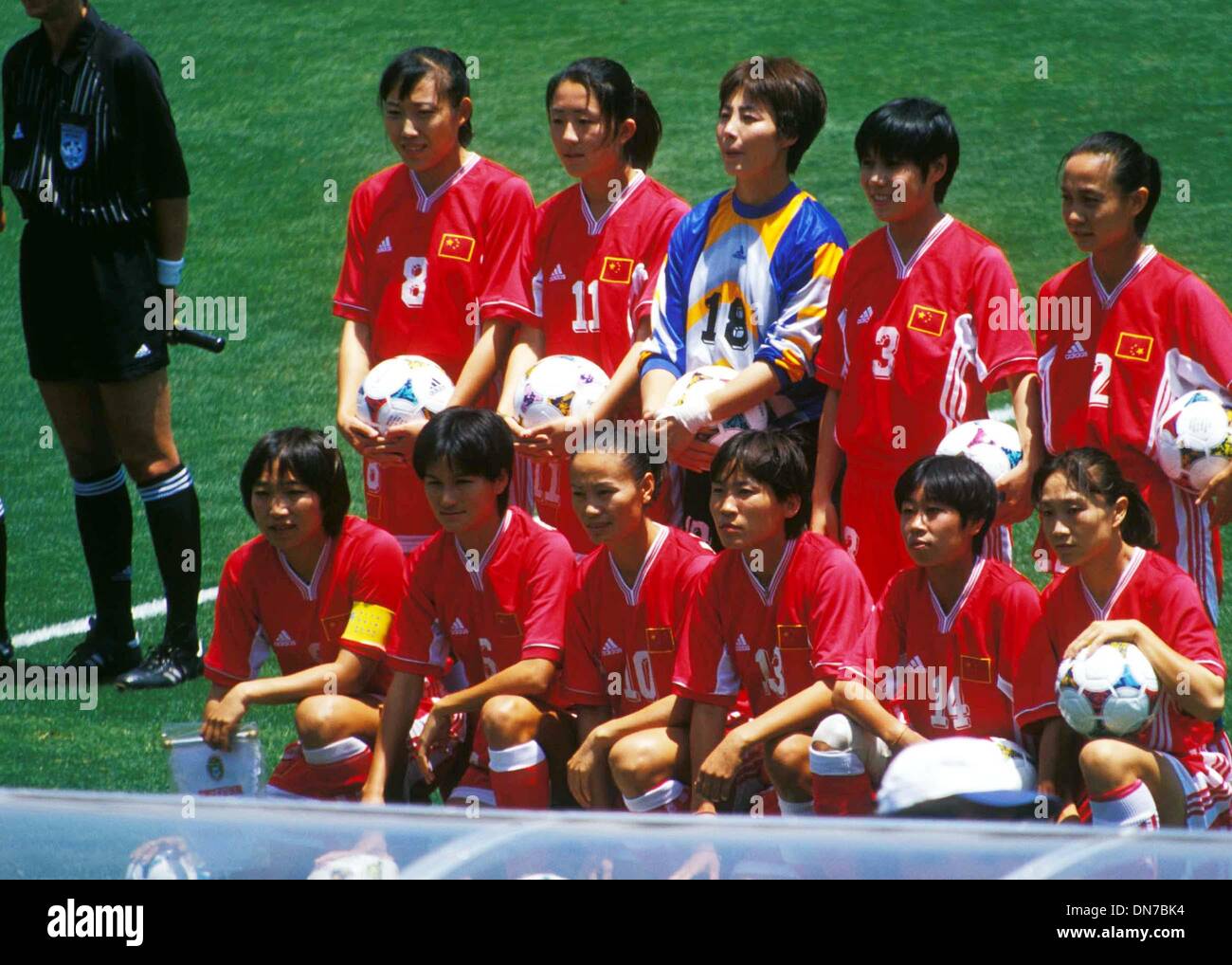 July 10, 1999 - I3528TAO.1999 WOMEN'S WORLD CUP SOCCER FINALS ROSE BOWL PASADENA CA 07/10/1999.USA VS CHINA. TAO/ /   GAO HONG # 18(Credit Image: © Globe Photos/ZUMAPRESS.com) Stock Photo