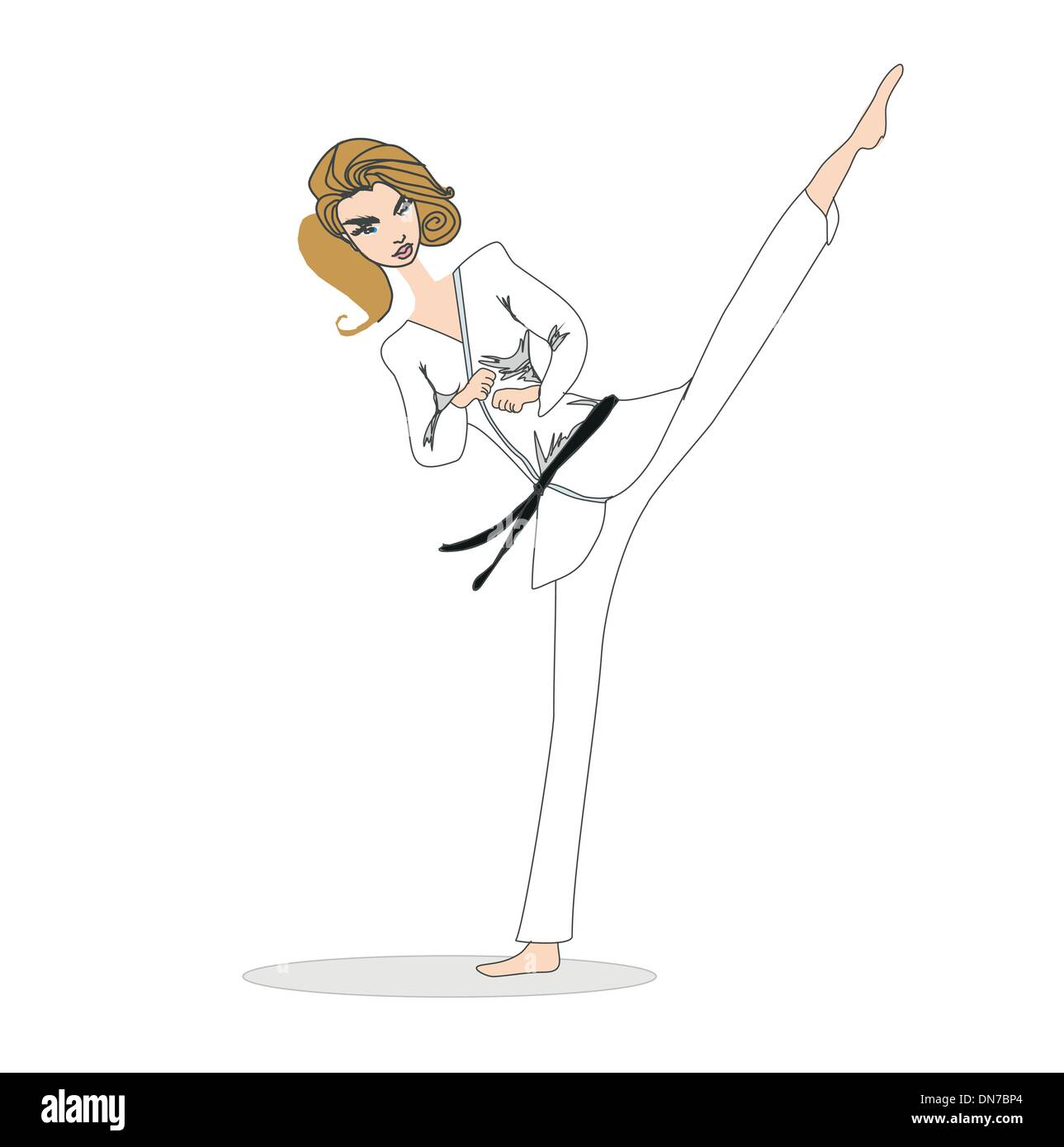 karate girl - hand drawing illustration Stock Vector