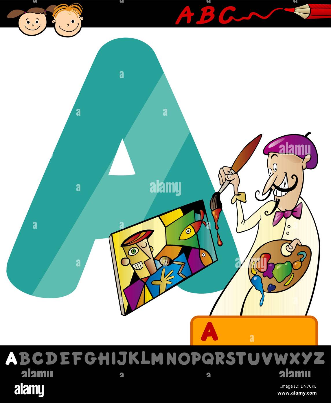 letter a with artist cartoon illustration Stock Vector Image & Art - Alamy